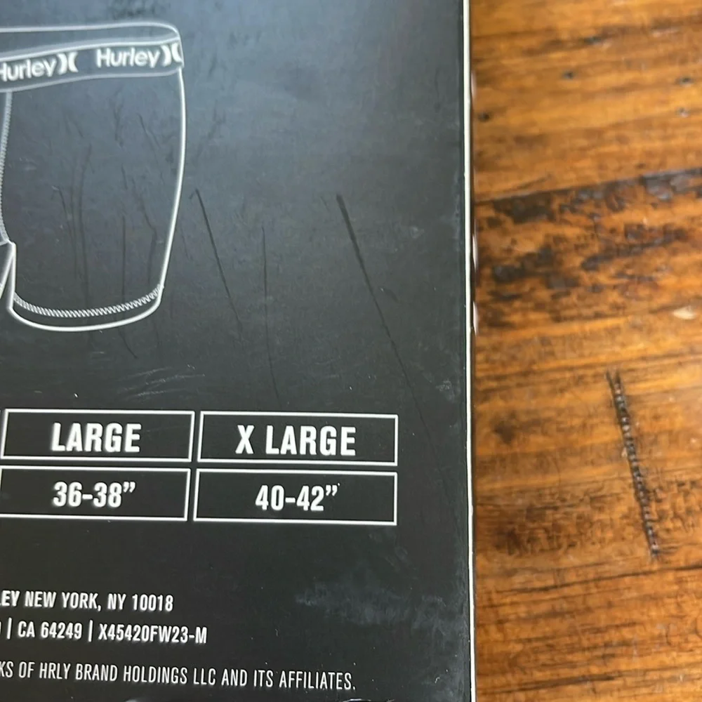 Hurley 3 Pack Boxer Briefs XL All Black, Grey, Blue